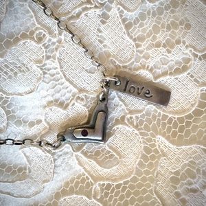 Heart Necklace With Garnet Colored Embedded Stone